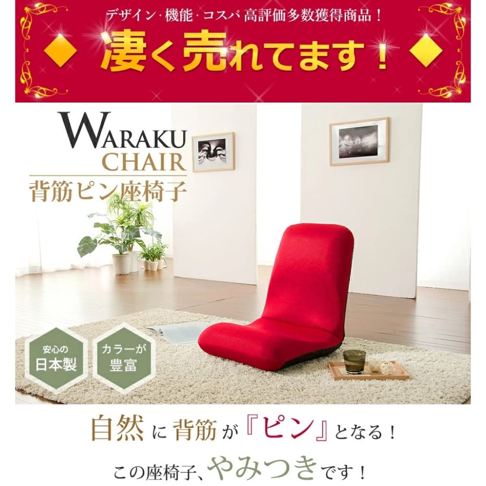 Seltan Seat High Japanese Raku M Mesh Back Muscle Back Made in Japan Chair, Resilience, Chair, Size, Black, Pin, Reclining, A454a-349DBR