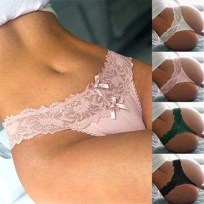 Women's Lace Panties Low Rise Underwear G-String Breathable Lingerie Temptation Embroidery Intimates