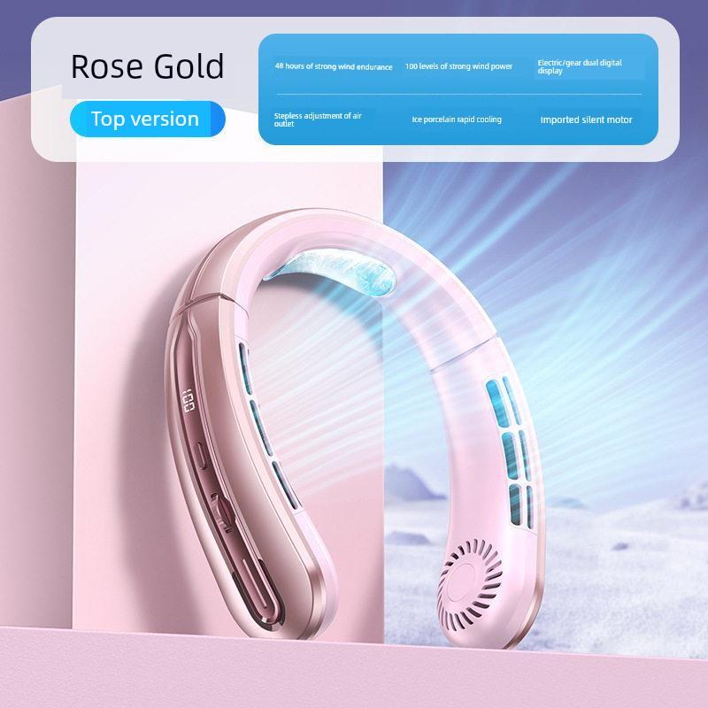 2026 New Model Neck-Hanging Fan, Cooling, Small and Portable, Ultra-Long Battery Life, Silent Electric Fan, Outdoor Wearable Ice Fan