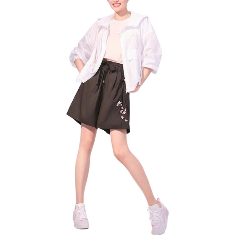 Li-Ning Sakura Series SS22 Loose Floral Pattern Sports Casual Shorts Women Bottoms Black AKSS942-2