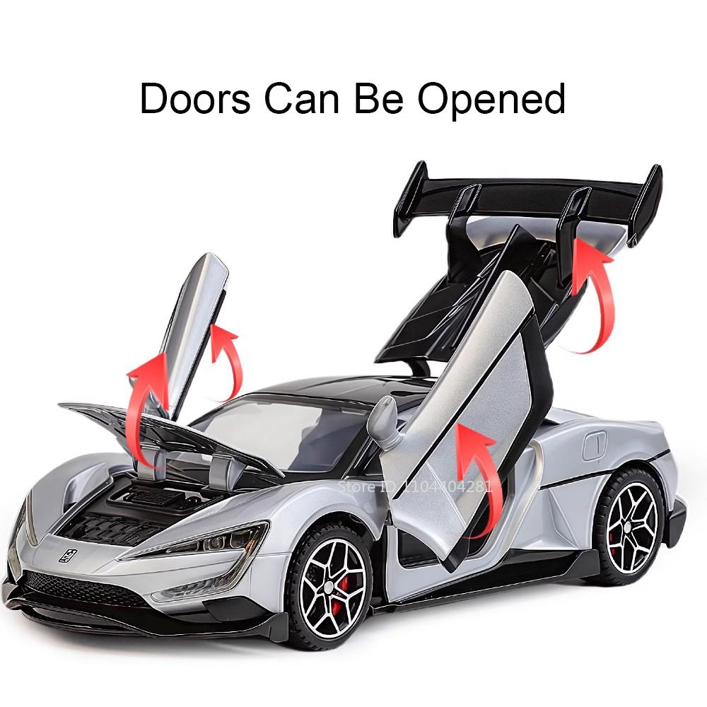 1:32 BYD Yangwang U9 U8 Druckgusslegierung Modell Miniatur Spielzeugauto Tür geöffnet Geräusch Licht Rückzug Fahrzeug Sammlerstück Verzierung Geschenk