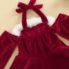 MISOAMISO Santa Santa Christmas Wine Santa Perfect for Christmas Parties and Recitals Children's Dress, Costume, Outfit, Fur, Red, Girls' Dress,