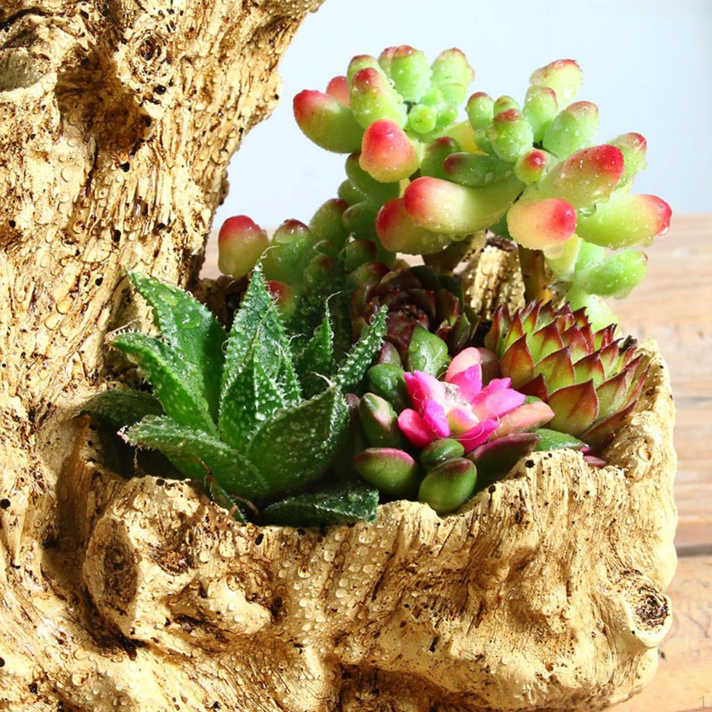 Květináč Kontejner Umělá Dřevěná Figurka Simulovaný Pařez Pryskyřičný Květináč Rostlina