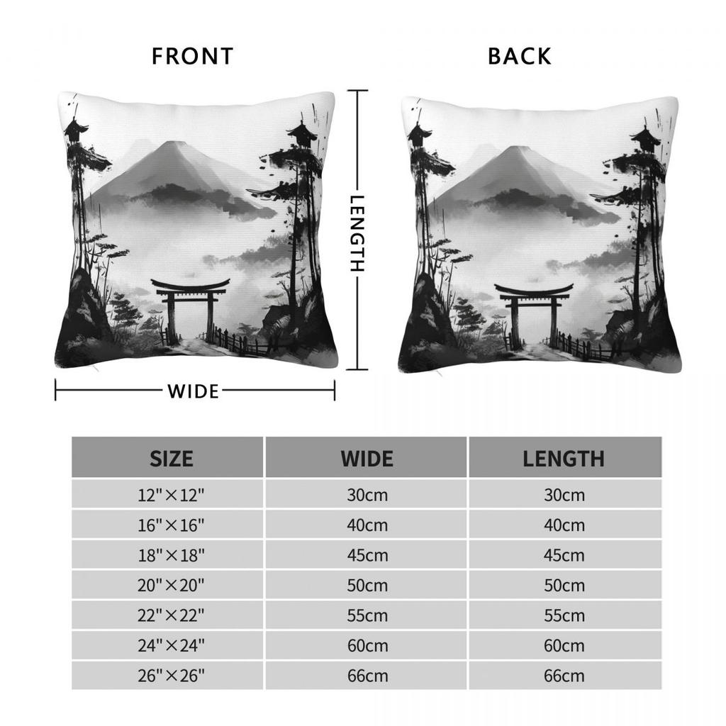 Torii On Fuji Japan Pillowcase Polyester Linen Velvet Printed Zip Decor Throw Pillow Case Room Cushion Cover