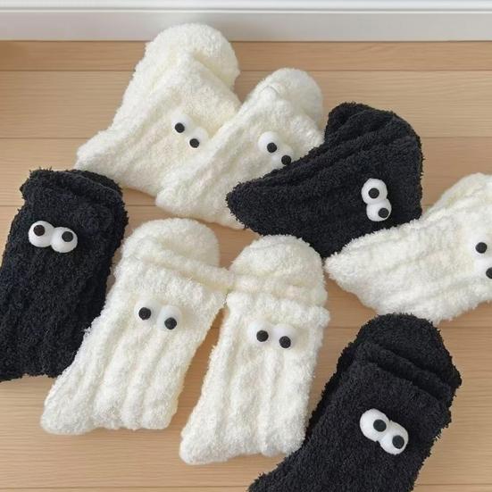 Funny Socks with Big Eyes Warm Cozy Plush Fuzzy Winter Sleep Socks Socks for Women Indoor
