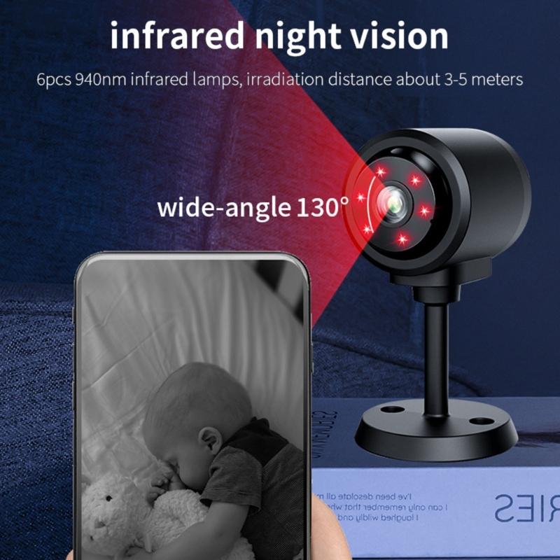 C1 Mini Camera Feature Night Viewing and Easy Installation Stand for Security Monitoring Home or Work Black