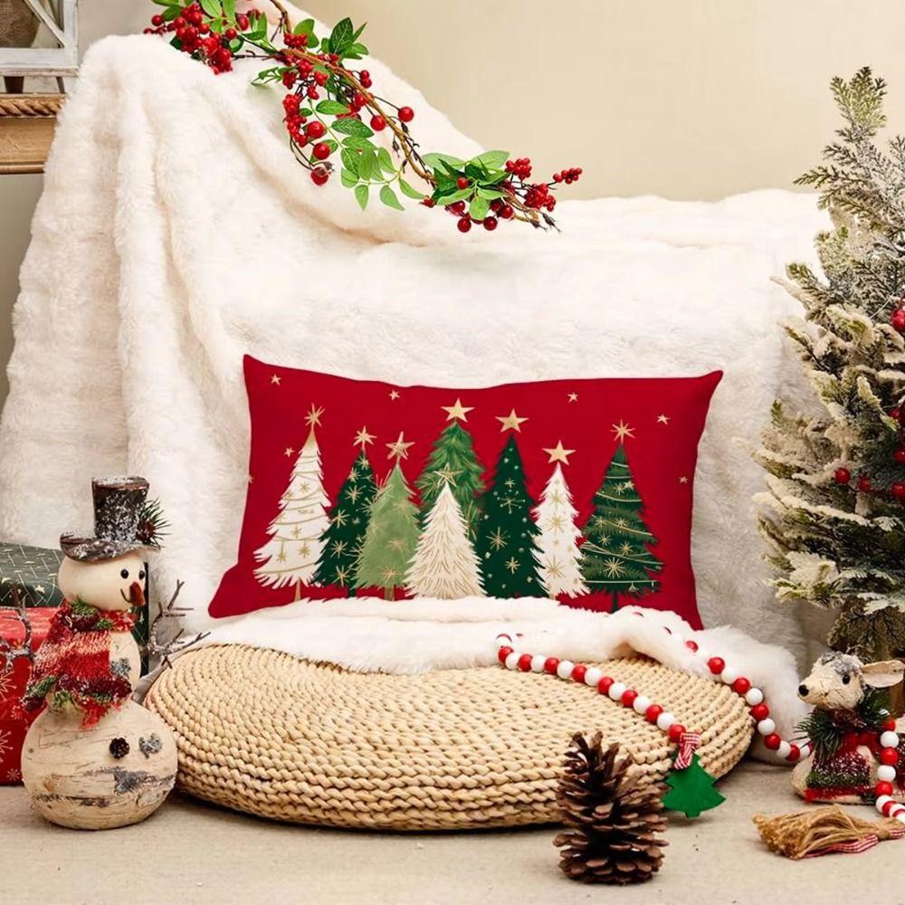 Xmas Trees Pattern Cushion Cover Home Textile Cushion Pillowcase  New Year Gifts