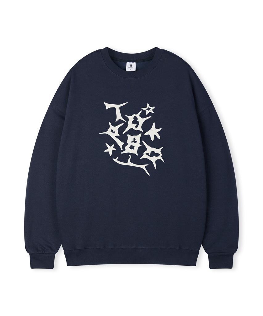 TOPBOY Star Of Thorns Oversized Brushed Print Sweatshirt