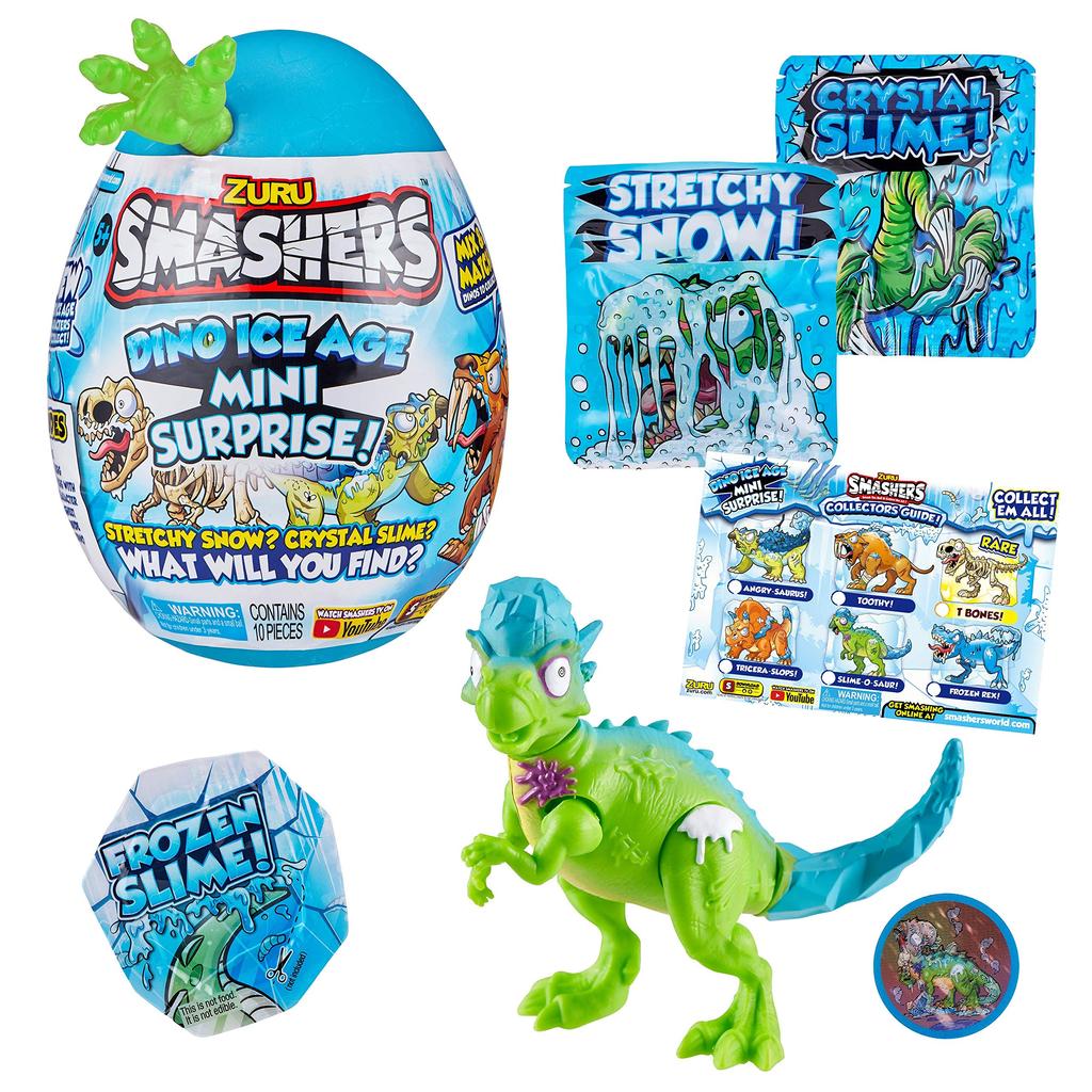 Smashers Dino Ice Age ZURU Mini Lots of Surprises Slime Dinosaur Toy Collectible Limited Edition Cracking Egg for Boys Kids Pachyephalosaurus & -