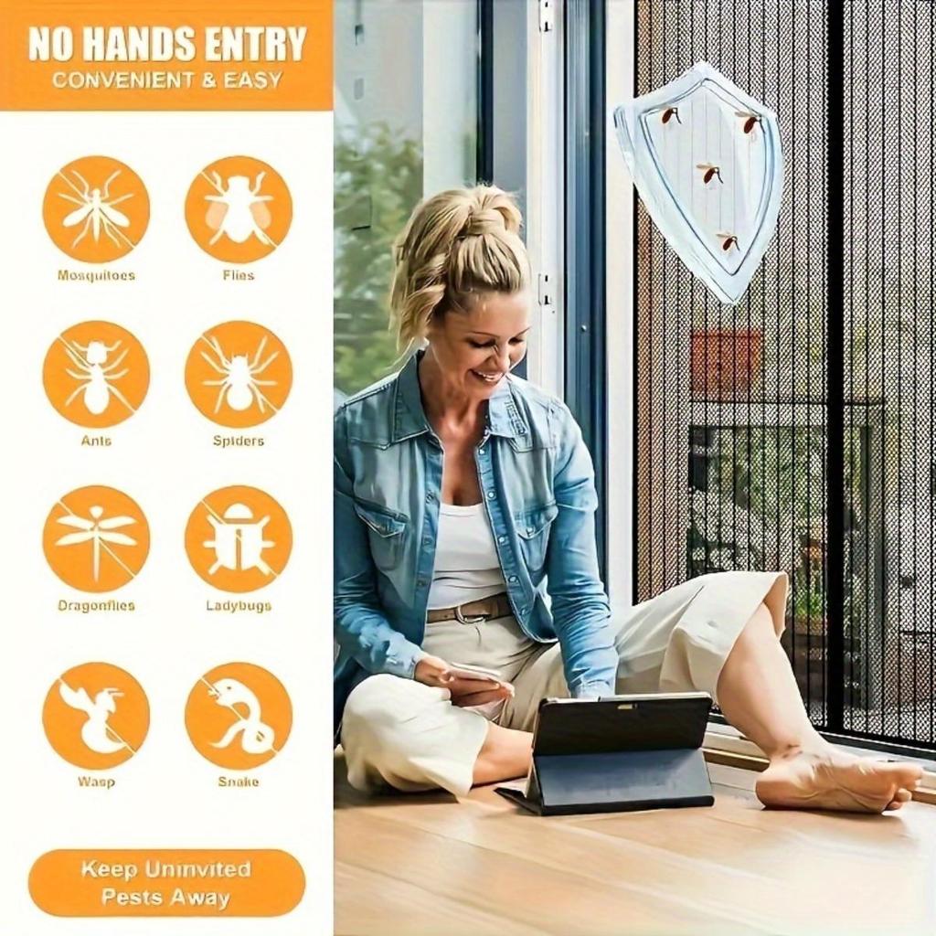 1-piece Magnetic Suction Screen Door Curtain - Insect Proof Mesh Belt Self Sealing Technology, Easy To Install Without Tools, Suitable for All Seasons