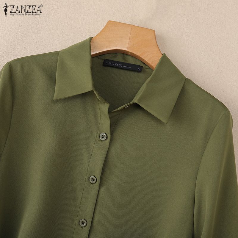 ZANZEA Damska luźna sukienka z długim rękawem i kołnierzykiem typu „sweet down”