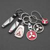 Auto Metaal 3D Logo Sleutelhanger Ring Leer Sleuteletui Sleutelhanger Voor Mitsubishi ASX Lancer Outlander Eclipse Ralliart Auto Accessoires