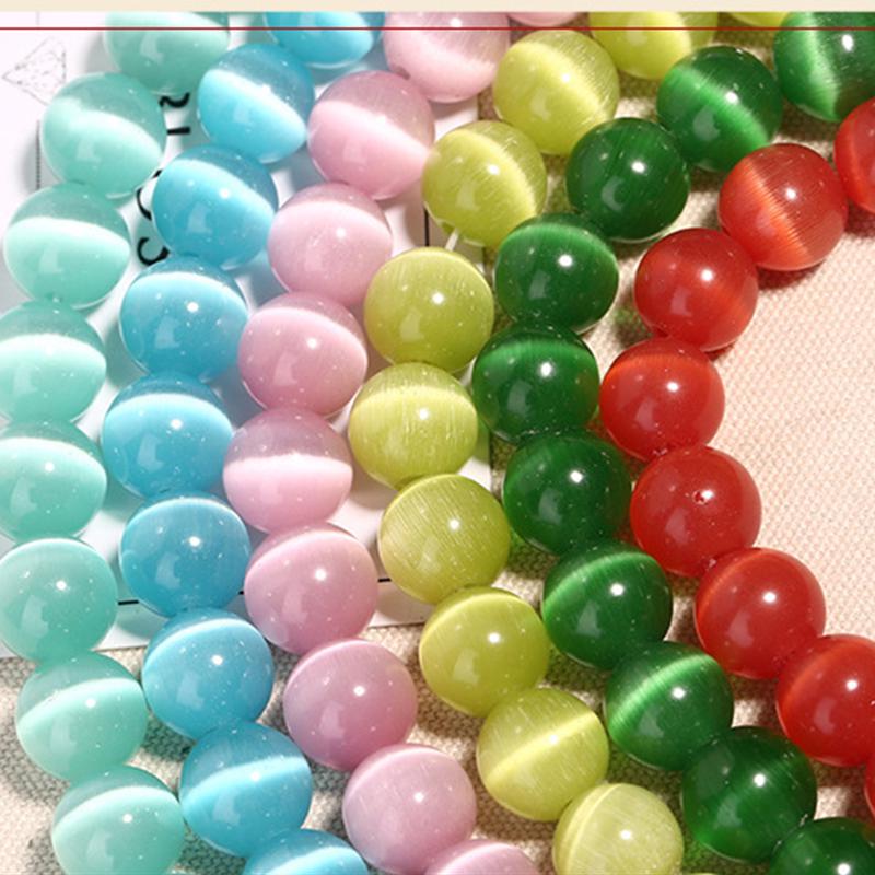Mărgele libere creative pandantiv Fabricare bijuterii bricolaj pentru colier brățară rotund 100-50 buc 4-8 mm opal ochi de pisică natural
