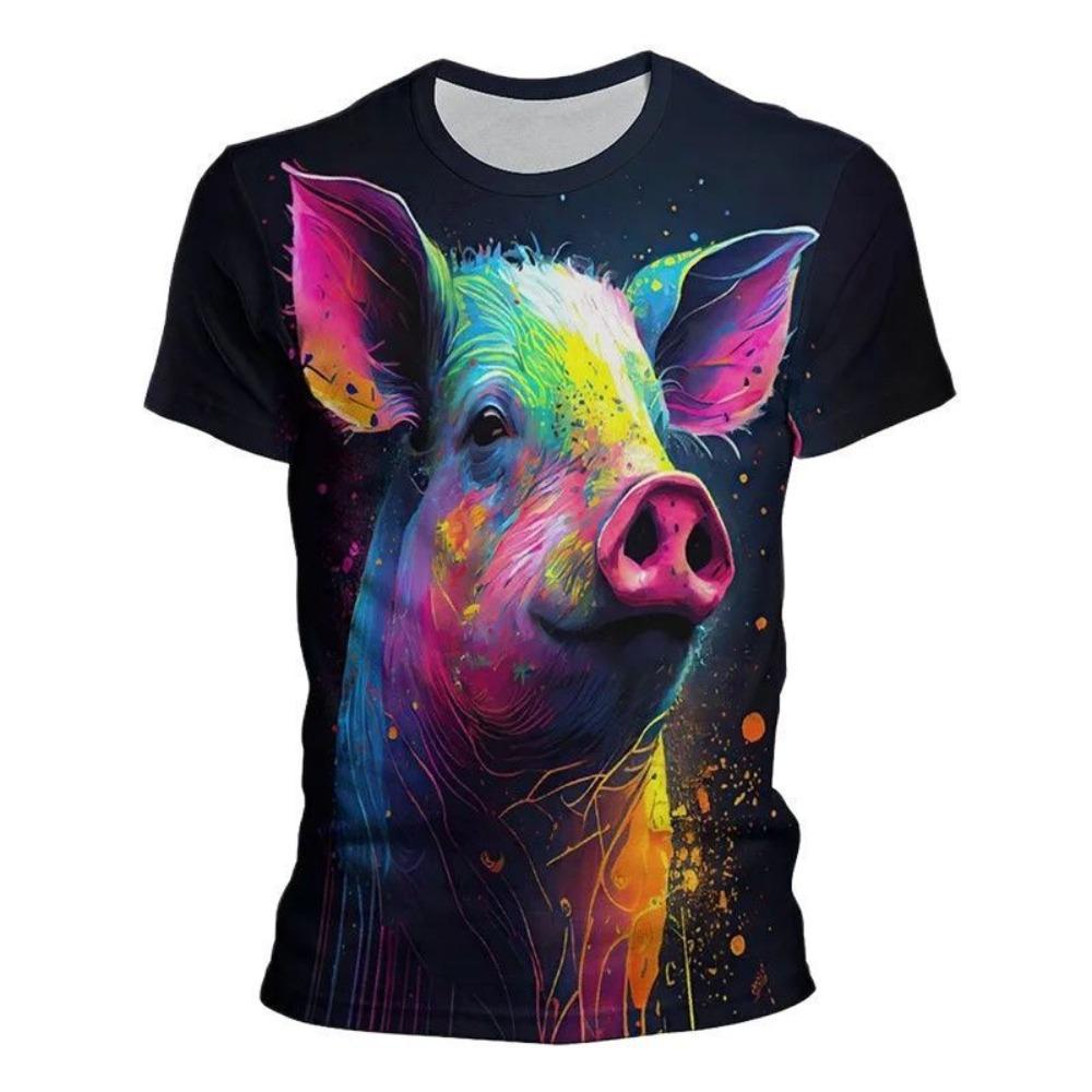 Interesting Animal Graffiti Art Graphic 3D Printing Men's Round Neck Short Sleeved T-shirt