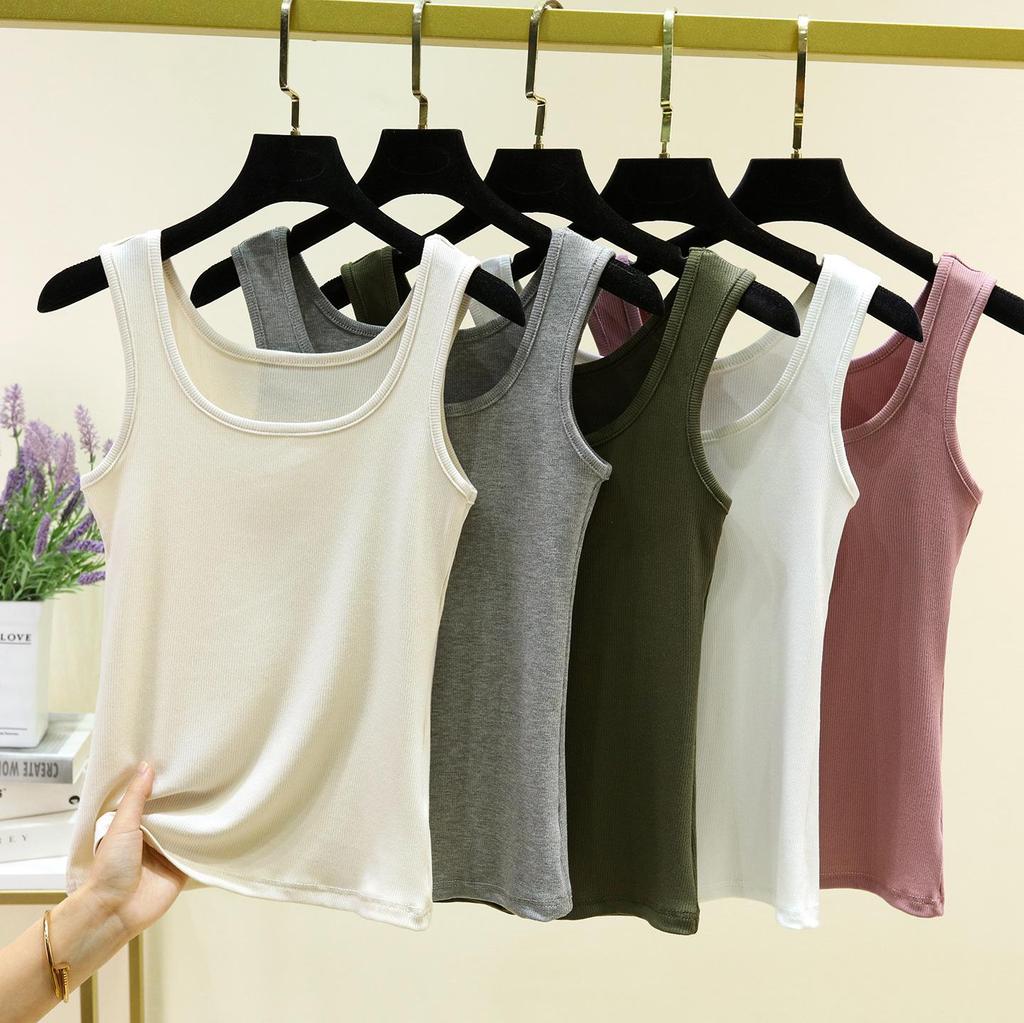 Women's Modal Ribbed Square Neck Sleeveless Slim-Fit Camisole - Versatile Base Layer Shirt for Summer.
