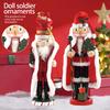 35CM Santa Claus Nutcracker Doll Soldier Christmas Ornament Xmas Gift Handcraft Nutcracker Puppet Statue Home Office Decoration