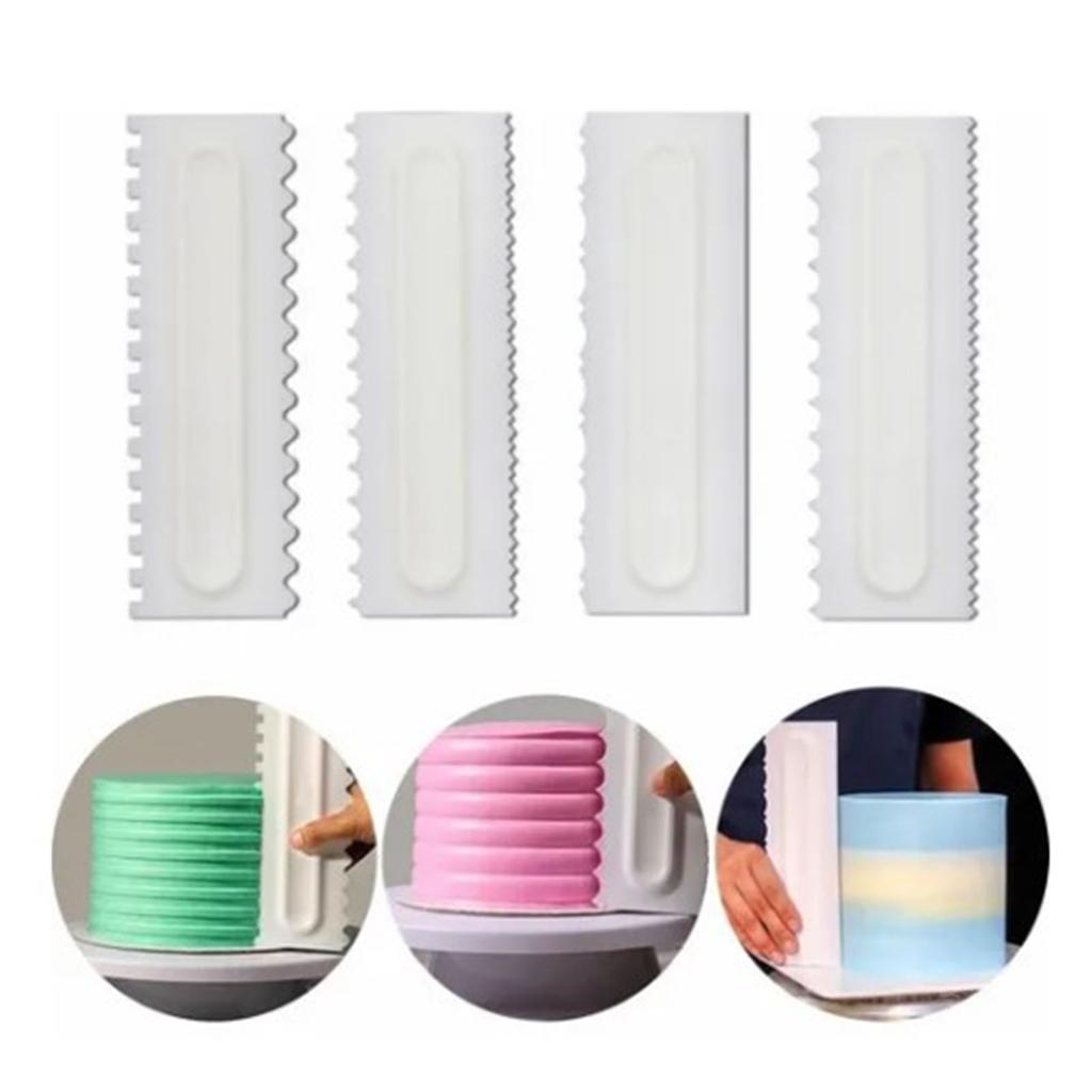 4Pcs Cake Cream Scraper Decorating Comb Environmental Friendly 4 Shape Safe Cake Smoother
