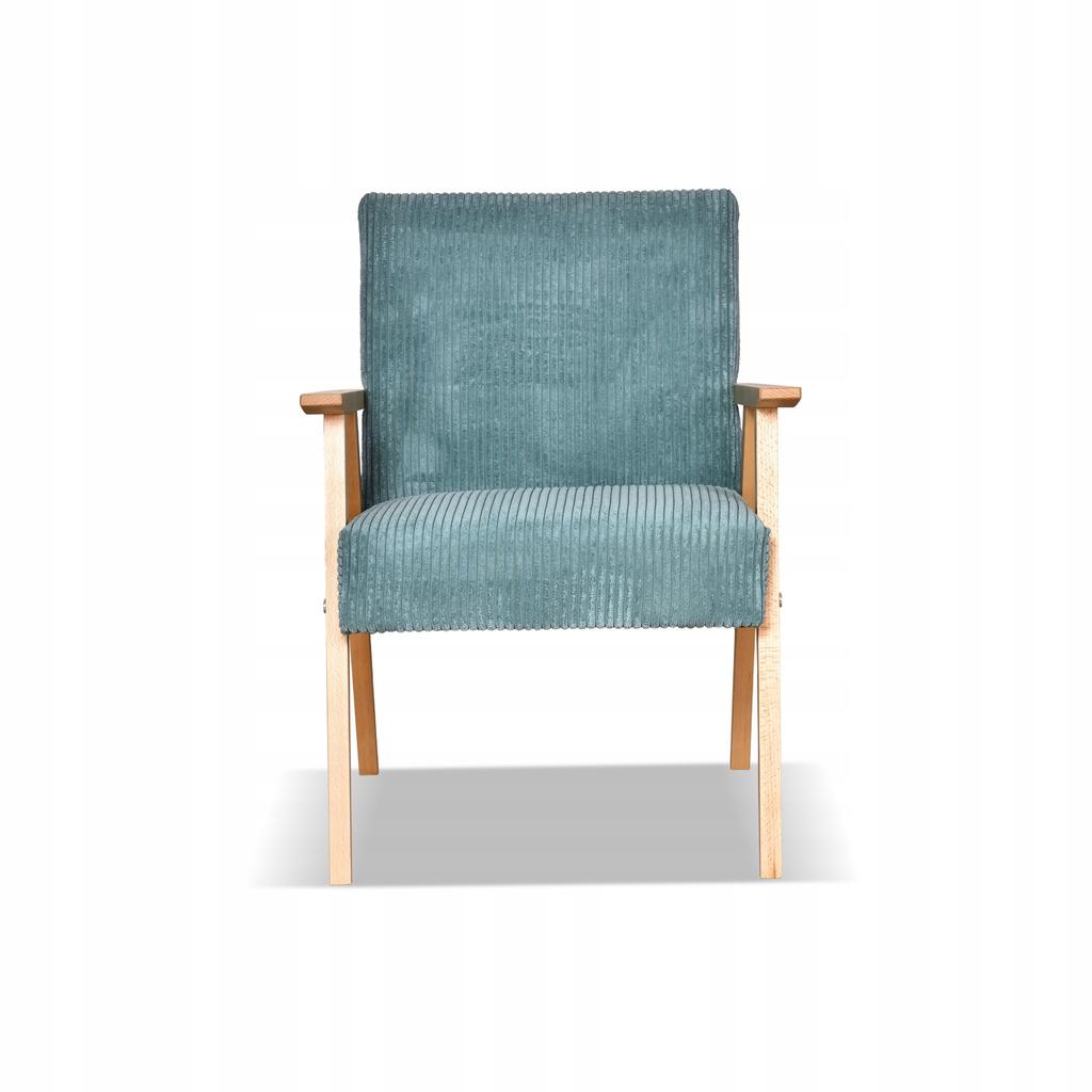 Fotel PRL zestaw retro vintage SOLER Family Meble miętowy sztruks Anafi