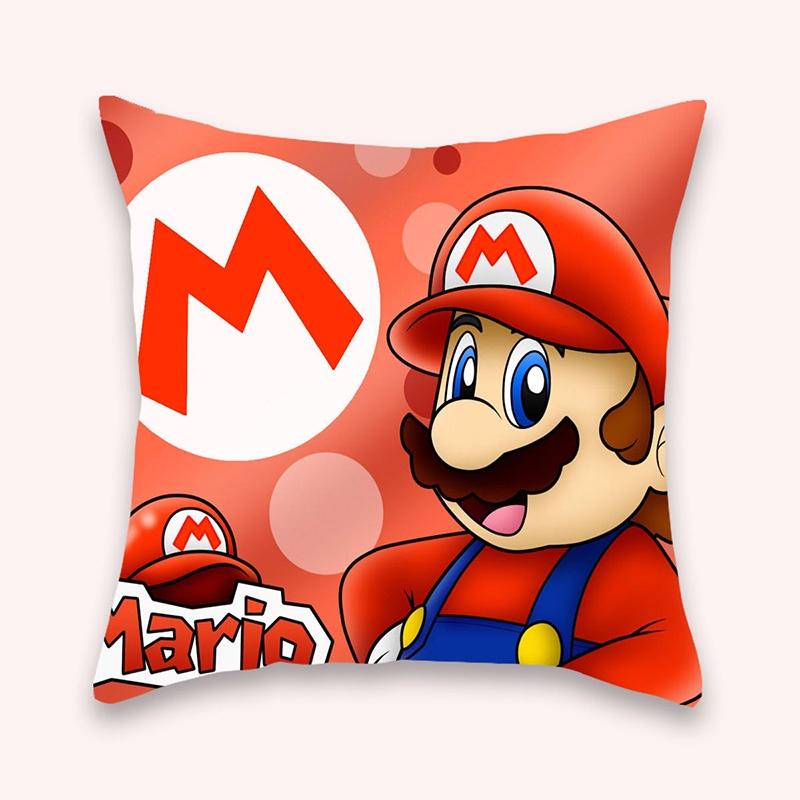 Super Mario Kissenbezug Mario-Themen Kissenbezug aus kurzem Plüsch Für Autodekoration Wohnzimmerdekoration 45*45cm