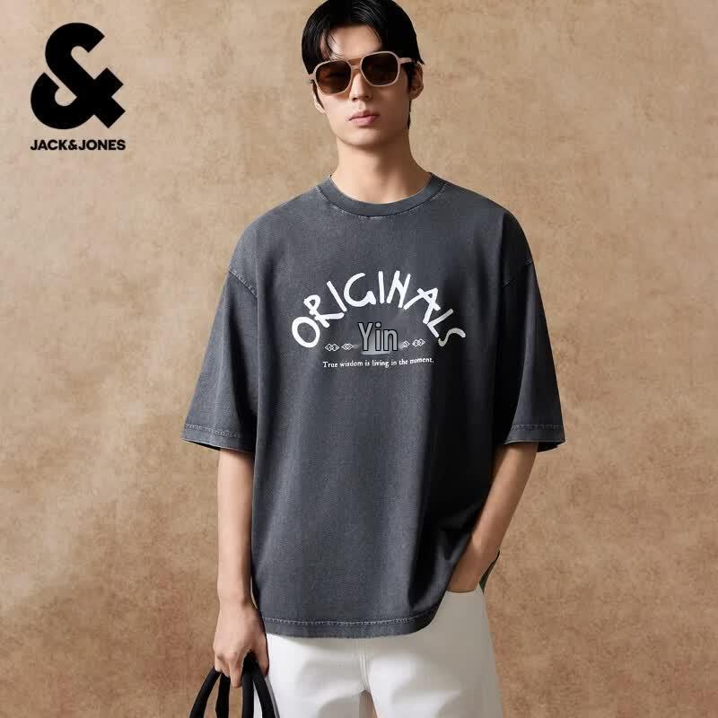 Мужская стираная хлопковая футболка Jack & Jones с принтом букв XL