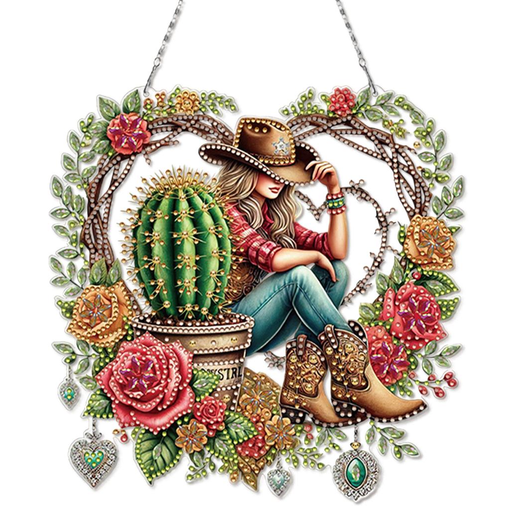 2pcs Acrylic 2D Flat DIY Special Shape Rhinestone Diamond Art Window Pendants Diamond Art Pendant Wall Decor for Home & Windows