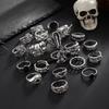 Übertriebener Punk-Stil Ring für Männer Hip Hop Persönlichkeit Totenkopf Öl-Tropfen Ring-Set Vintage Herrenschmuck
