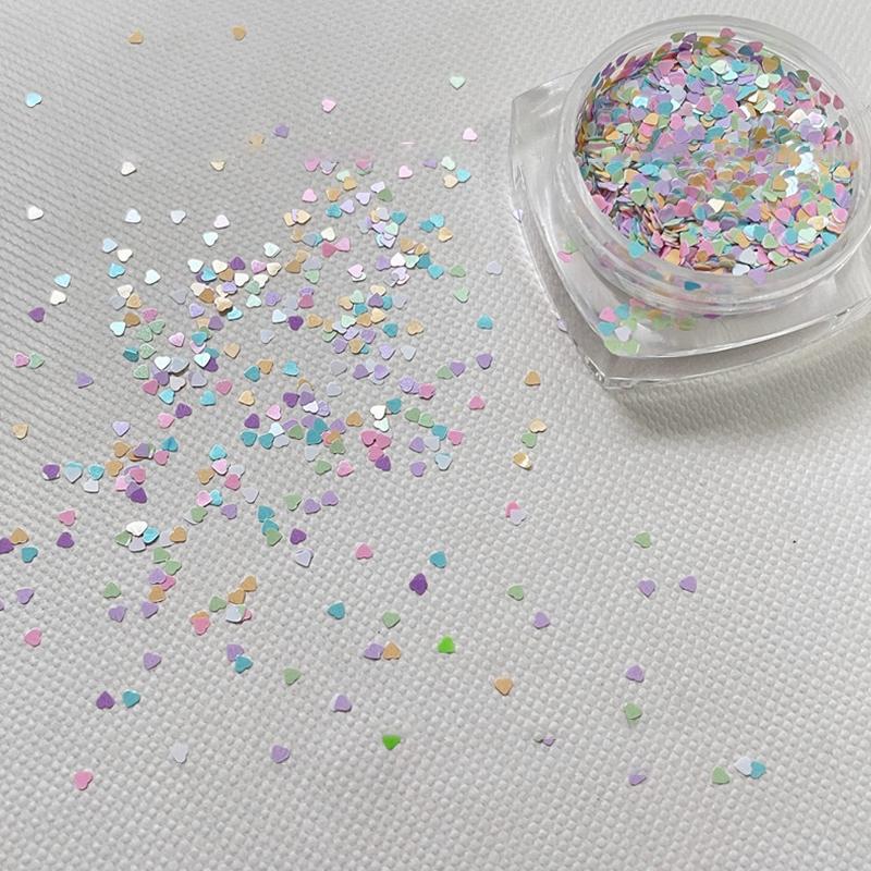 1Jar 1Mm Mini Sparkling Love Nail Glitter Sparkling Heart Nail Decoration Nail Salon Design Cute Accessories Diy Nail Art Design