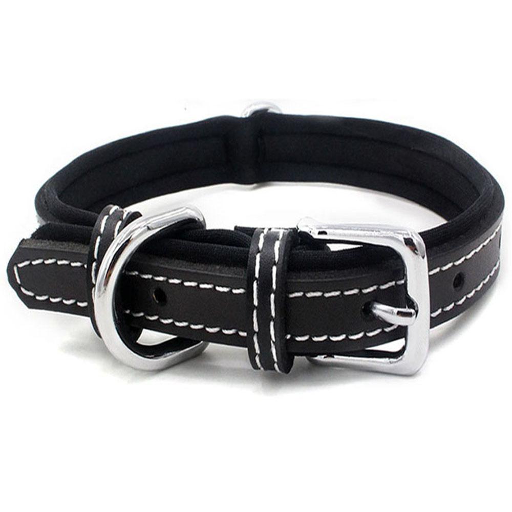 Double-layered Ultra Soft Neoprene Padded Dog Collar Heavy Duty Dog Leather Collar with Durable Metal Buckle Pet Training Collar