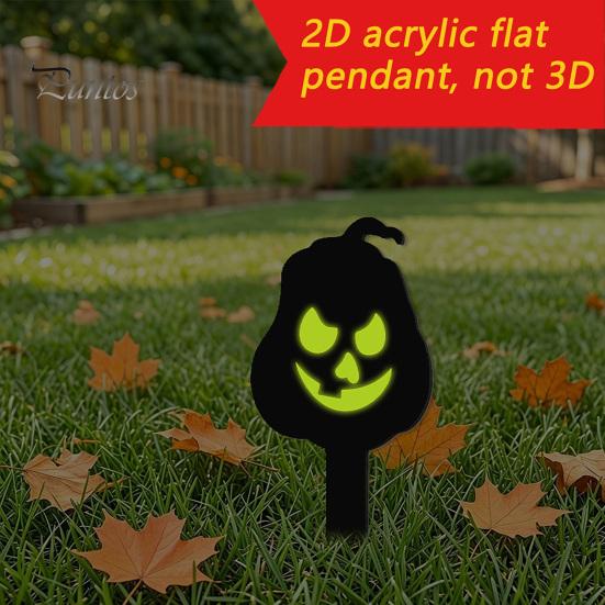 Festive Halloween Holiday Decor Pumpkin Yard Sign with Stake, Glow In The Dark Reusable Garden Spooky Silhouette Stake for Outside Patio Lawn Stakes