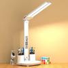 Lâmpada de mesa led usb regulável toque dobrável lâmpada de mesa com calendário temperatura relógio luz da noite para estudo lâmpada de leitura