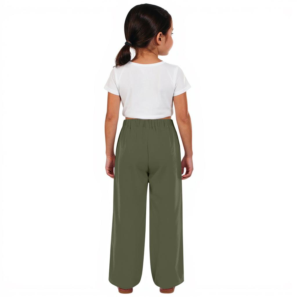 Fashionable Children's Cotton And Linen Belt Children's Wide-leg Trousers Casual Pants