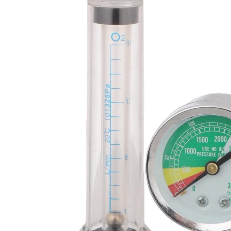 Buoy Type Oxygen Pressure Gas Regulator Inhaler G5/8" Thread O2 Pressure Reducer Oxygen Gauge Flow Meter Zinc Alloy