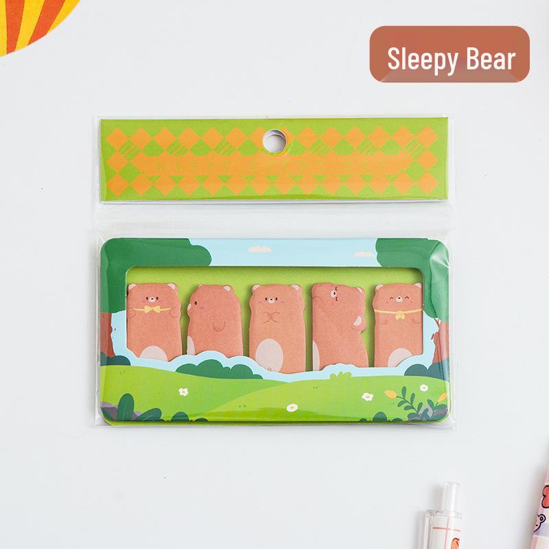 Cute Cartoon Animal Paradise Sticky Notes with Writable Index Tabs for Students