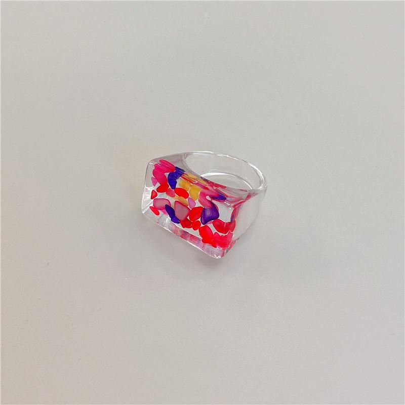 Japanischer & Koreanischer Pastellharz-Acryl-Edelsteinring - Bonbonfarbene Jelly-Textur