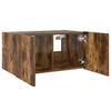 Wall Mounted TV Cabinet with LED Lights Smoked Oak Finish 60 x 35 x 31 cm