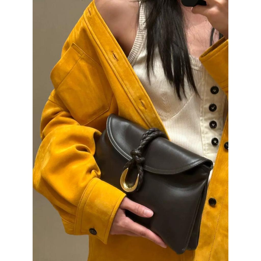 Borsa busta transfrontaliera in nuova pelle di mucca, borsa in vera pelle, pochette testurizzata Liberta borsa a tracolla messenger tessuta per pendolari