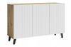 Modern 120cm Chest of Drawers for the Living Room On Artisan Legs, White MDF Fronts, Grooved