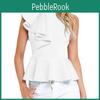 Elegant Women's Fashion Summer Round Neck Irregular Ruffled Slim Sleeveless Solid Top In Chic Colors