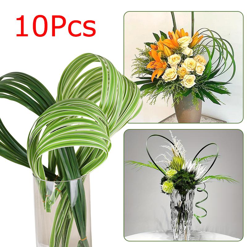 10pcs/bundle Plastic Room Flat Leaves Nature Decoration Fresh Flower Arrangement Simulation Flower Green Bending
