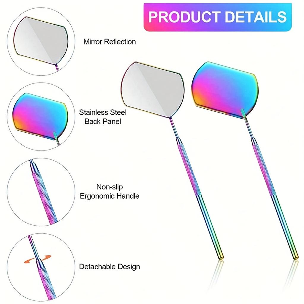 1pc Stainless Steel Makeup Mirror for Eyelash Extensions, Portable Handheld Mirror with Detachable Design, Polished Finish, Flower-Themed Frame