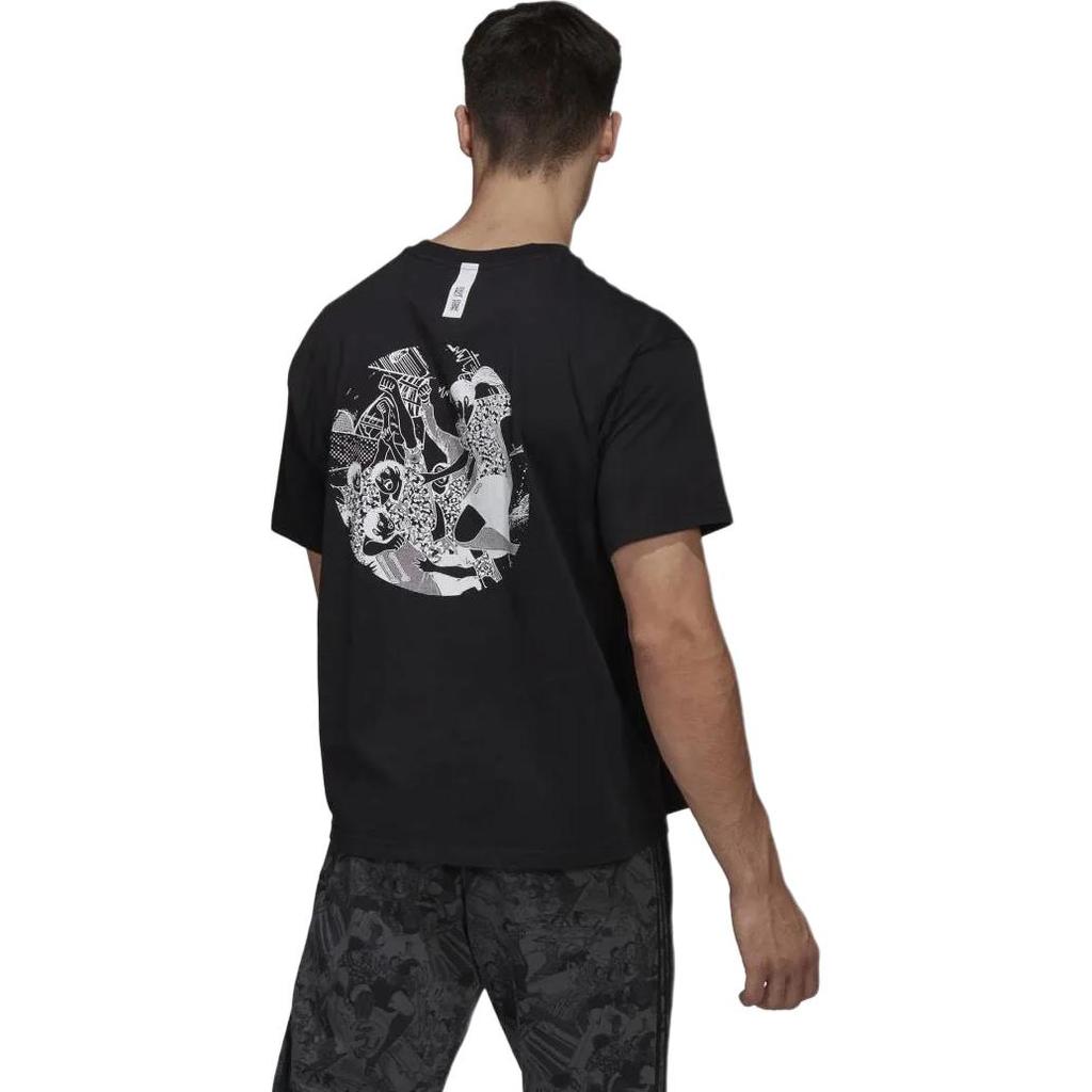adidas T Shirts Men's Black Crew Neck Moderate Straight Fit GK3442
