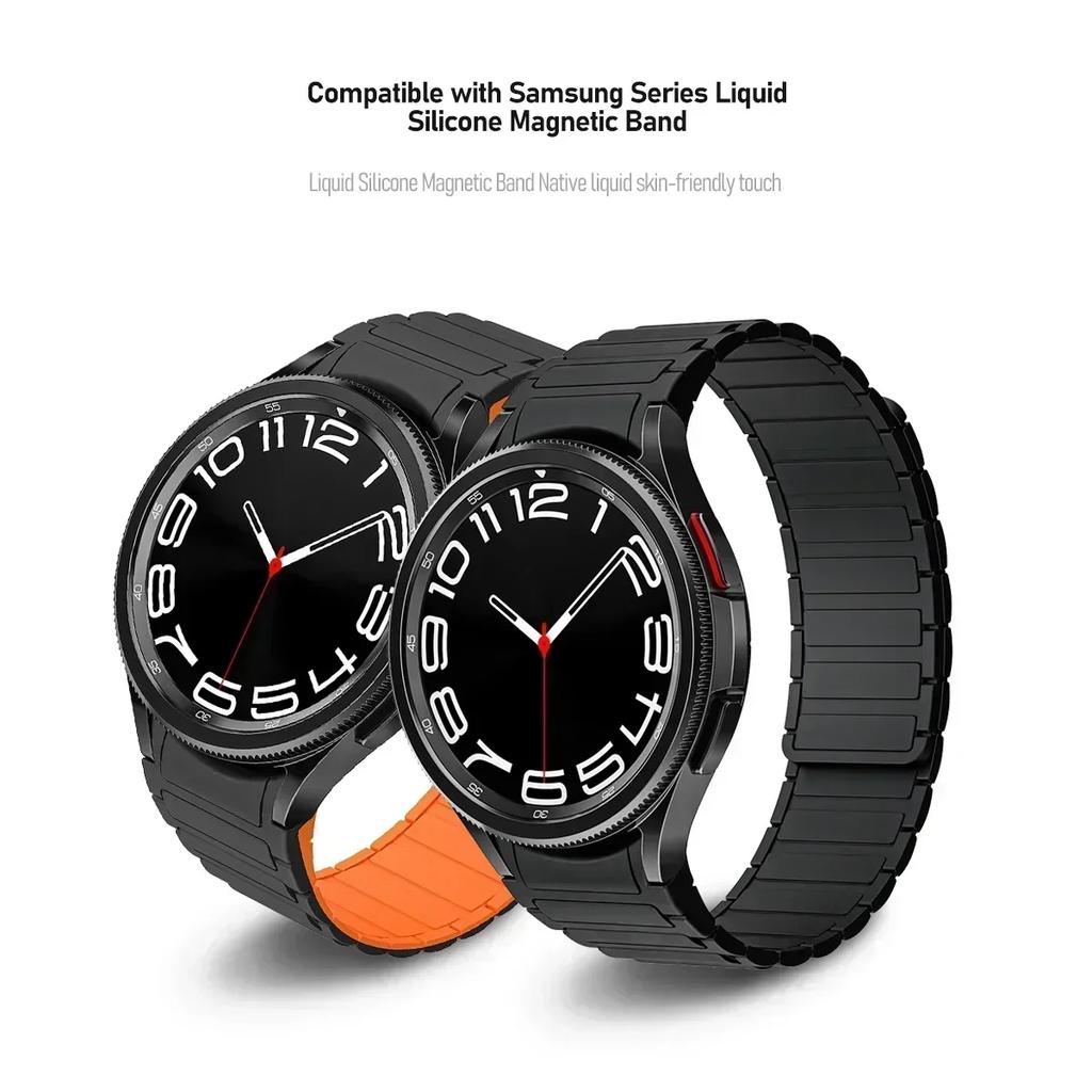 20mm Silicone Magnetic Band for Samsung Watch Galaxy4 6 Classic 43 47mm 42 46mm 7 6 5 4 44 40mm No Gaps Strap 5Pro 45mm Bracelet