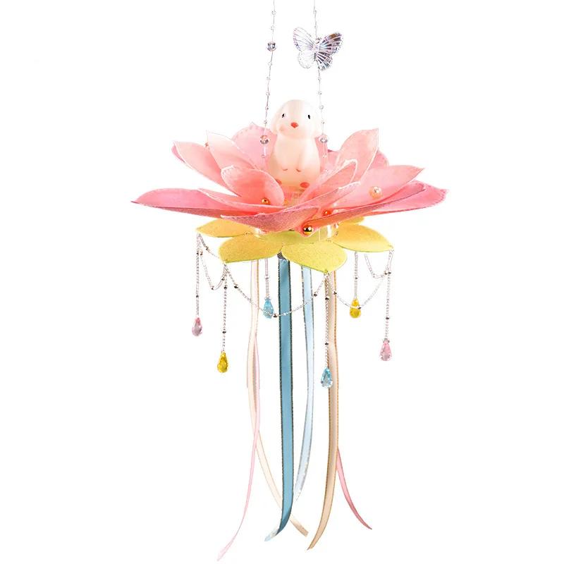 Mid-Autumn Festival Jade Rabbit Lotus Lantern Children's Handmade Diy Material Luminous Ancient Lotus Lantern Stage Performance