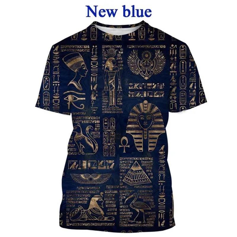 

Ancient Egyptian Text 3d Printing T-shirt Pharaoh s Eye Egyptian Mural Creative Casual Short-sleeved Tshirt Tees Mens Clothes 4XL