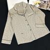 Leopard Print Jacquard Ice Silk Unisex Pajama Set - Long Sleeve Imitation Silk Homewear