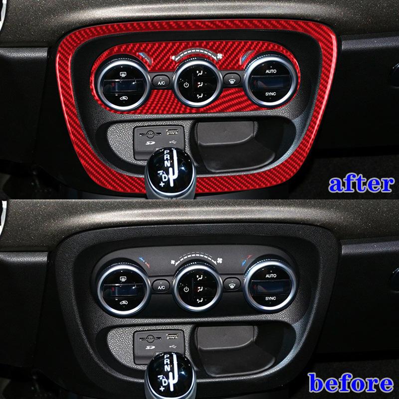 For 14-17 Fiat 500L Car Interior Modification Carbon Fiber Air Conditioning Control Set Decoration Stickers