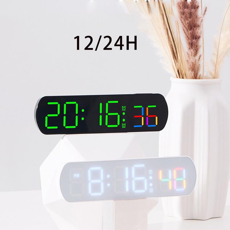 Large Digital Wall Clock USB Powered 9 Inch Temperature Humidity Week Auto Dimmer Table Clock Electronic LED Alarm Clock 12/24H