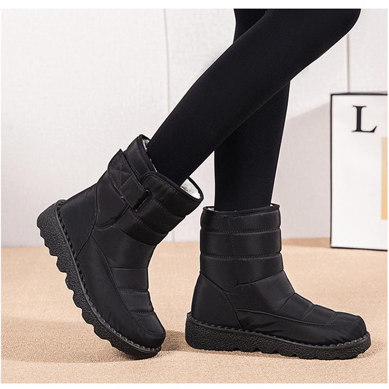 

Теплые зимние зимние сапоги, водонепроницаемые ботинки из ткани Оксфорд на флисовой подкладке, женские ботинки 40 чёрный