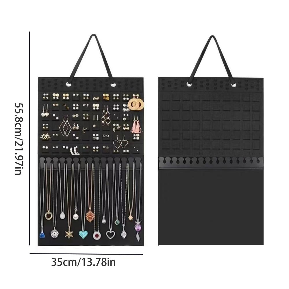 Felt Jewelry Hanging Organizer Wall Mounted Necklaces Earrings Large Capacity Storage Holder Women Girls Bedroom Door Back Rack