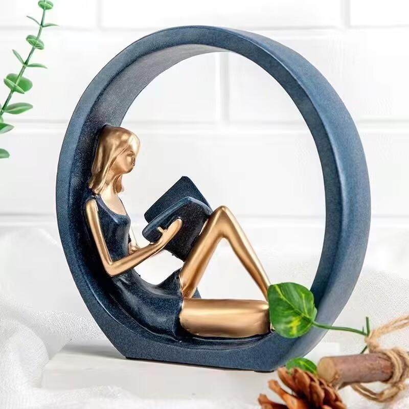European Reading Book Yoga Girl Resin Figurines Decoration Items Home Room Desk Statue Accessories Coffee Table Sculpture Crafts